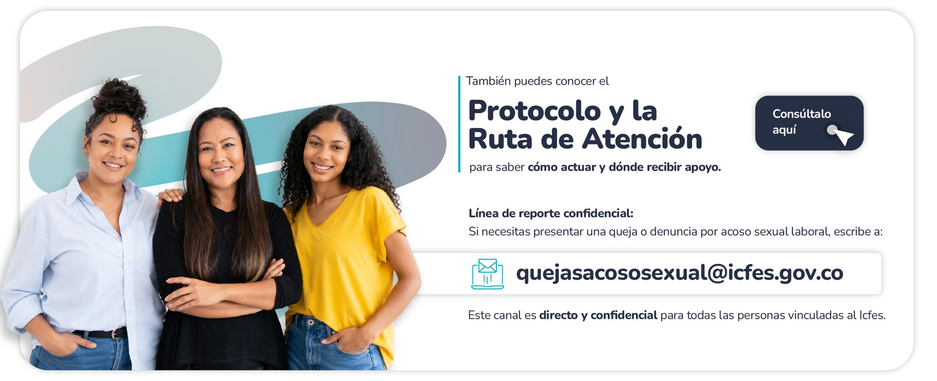 Banner del protocolo y ruta de atención para casos de acoso sexual laboral en el Icfes